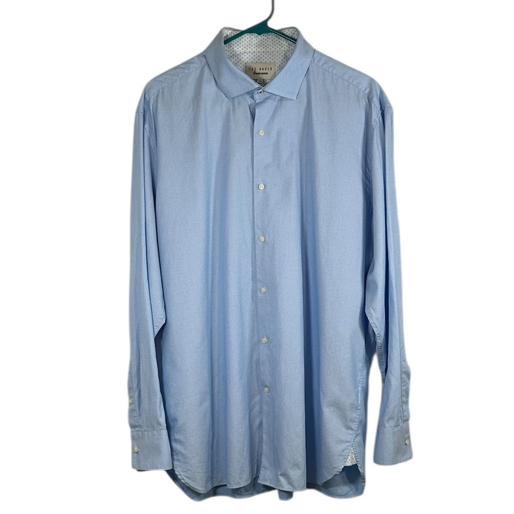 Ted Baker Endurance Long Sleeve Button Down Dress Shirt Sz 17.5 34/35 Flip Cuff
